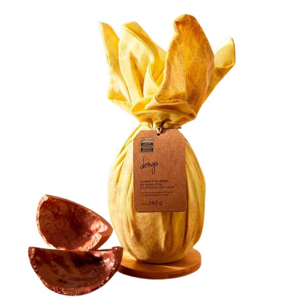 Encontraproduto.com.br - Ovo de Páscoa Quebra-Quebra Banana com Castanha de Caju Dengo 260g