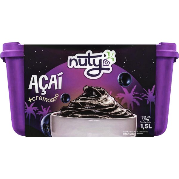 Açaí Nuty Congelado Tradicional Pote com 1,5L