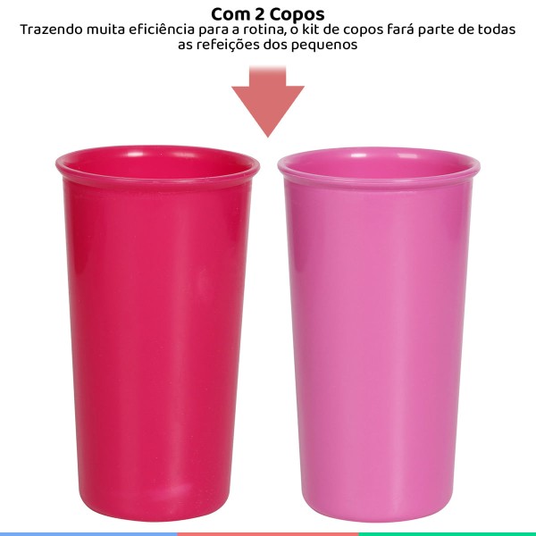Encontraproduto.com.br - Conjunto Copos Infantil Kit Com 2 Unidades Para Crianças Copinho 340ml Para Bebê +18 Meses Baby Go