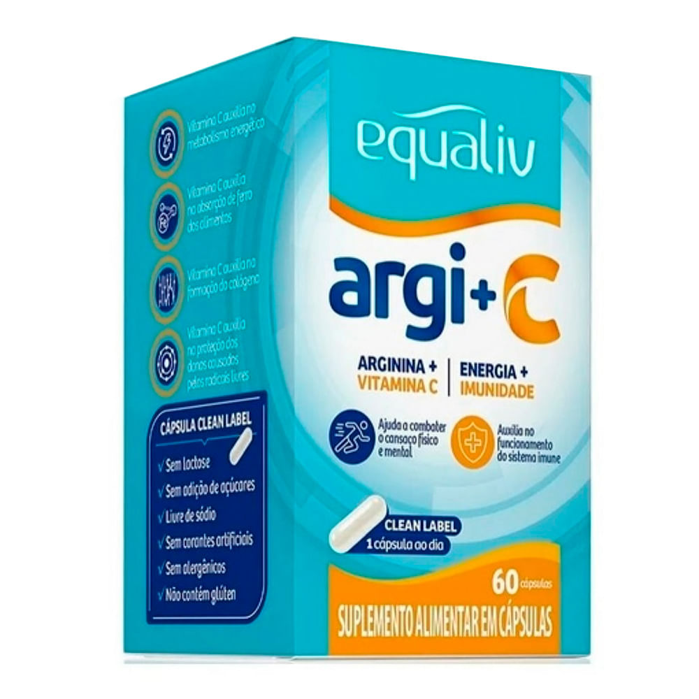 Encontraproduto.com.br - Vitamina C com Arginina Equaliv 60 Cápsulas