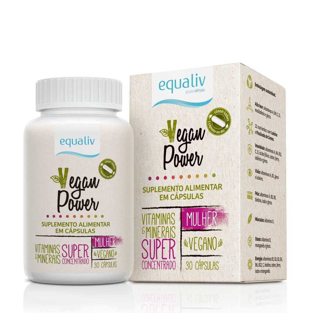 Encontraproduto.com.br - Vegan Power Equaliv Mulher 30 Cápsulas