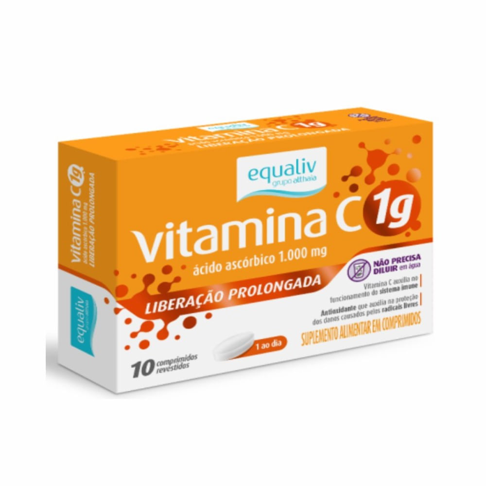 Encontraproduto.com.br - Equaliv Vitamina C Com 10 Comprimidos Liberacao Prolongada 1gr