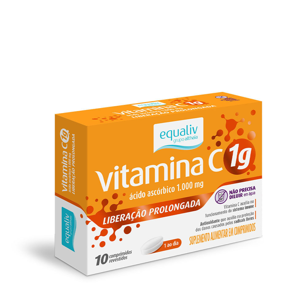 Encontraproduto.com.br - Equaliv Vitamina C Com 10 Comprimidos Liberacao Prolongada 1gr