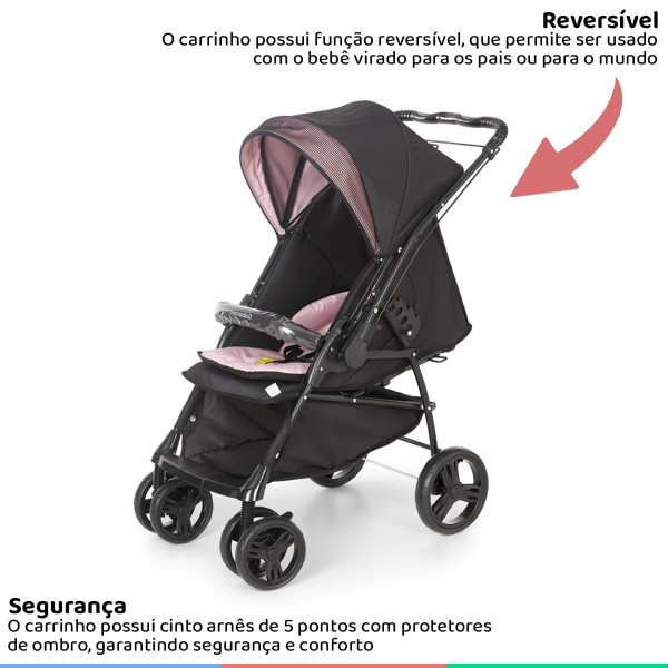 Encontraproduto.com.br - Carrinho Para Bebê Passeio 2 em 1 Reclinavel Maranello II Galzerano + Bebê Conforto Cocoon Até 13kg