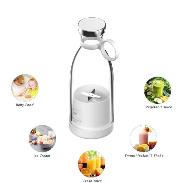 Encontraproduto.com.br - MINI JUICER PORTÁTIL COM ALÇA LIQUIDIFICADOR SUCO SHAKE VITAMINA BATIDAS 420 ML