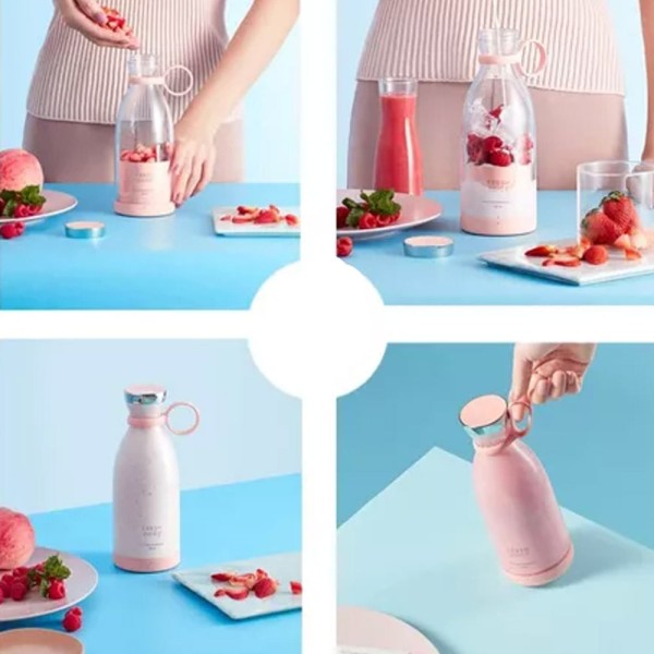 Encontraproduto.com.br - MINI JUICER PORTÁTIL COM ALÇA LIQUIDIFICADOR SUCO SHAKE VITAMINA BATIDAS 420 ML