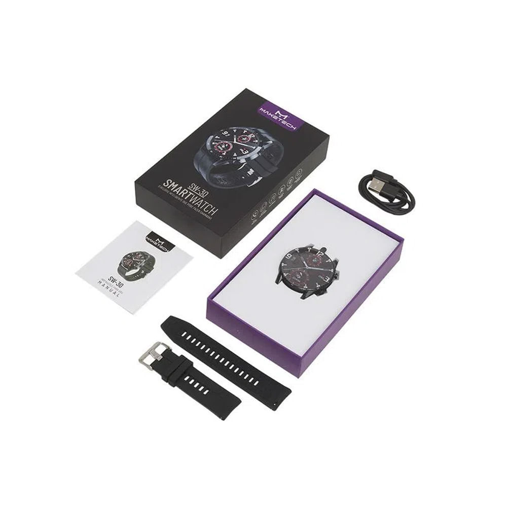 Encontraproduto.com.br - Relógio Smartwatch Digital SW-30 Inteligente Preto - Maketech
