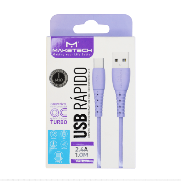 Encontraproduto.com.br - CABO DE DADOS TIPO C 2.4 A 1M CA-127C LILAS R.552422