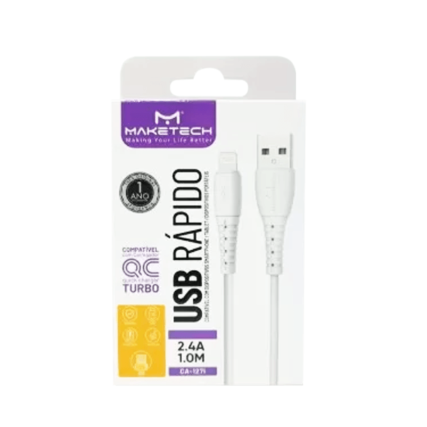 CABO DE DADOS LIGHTNING IOS 2.4 A 1M CA-127I BRANCO R.552484