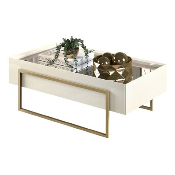 Encontraproduto.com.br - Mesa De Centro Espelhada Para Sala De Estar Suri Creme