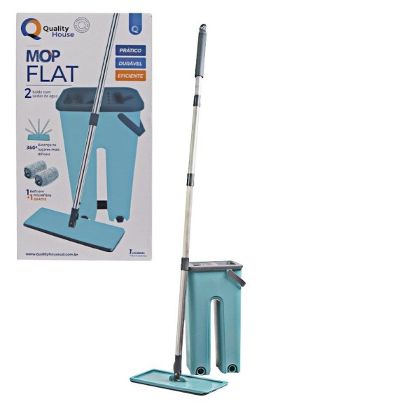Encontraproduto.com.br - Rodo Flat Mop E Balde Lava E Seca Profissional Com 2 Refil