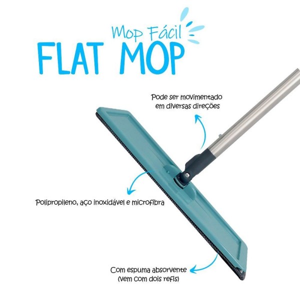 Encontraproduto.com.br - Rodo Flat Mop E Balde Lava E Seca Profissional Com 2 Refil