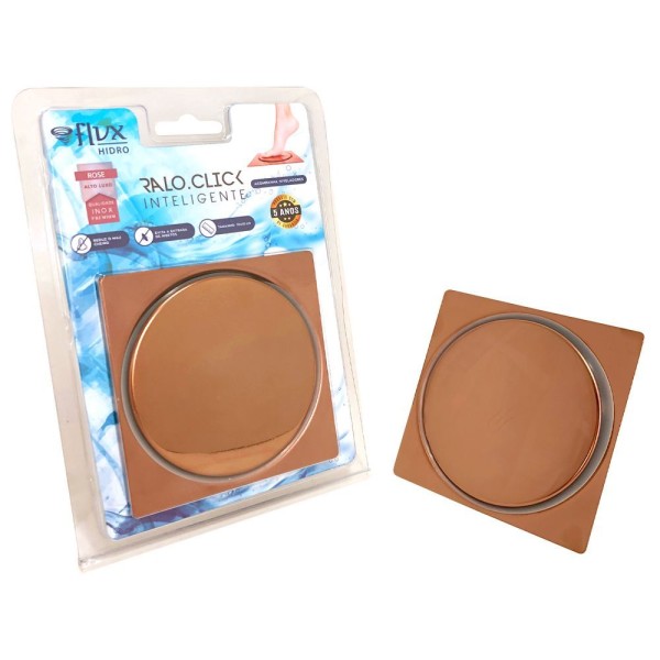 Encontraproduto.com.br - Ralo FLVX Click Rose 15X15cm Rcros-15