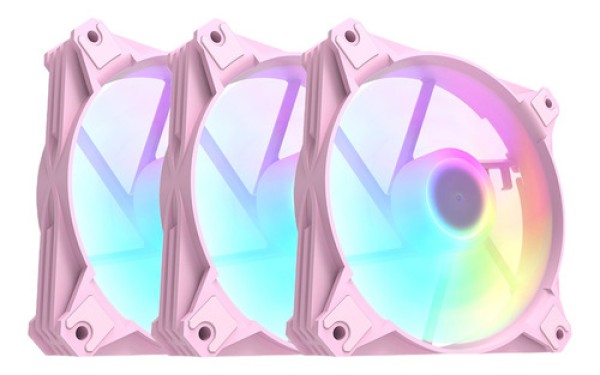 Kit Cooler Fan Rgb 3 Unidades Motospeed Hyrax Rosa E Rgb