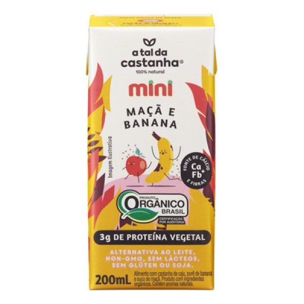 Mini Bebida Vegetal Sabor Maçã e Banana 200ml A Tal da Castanha