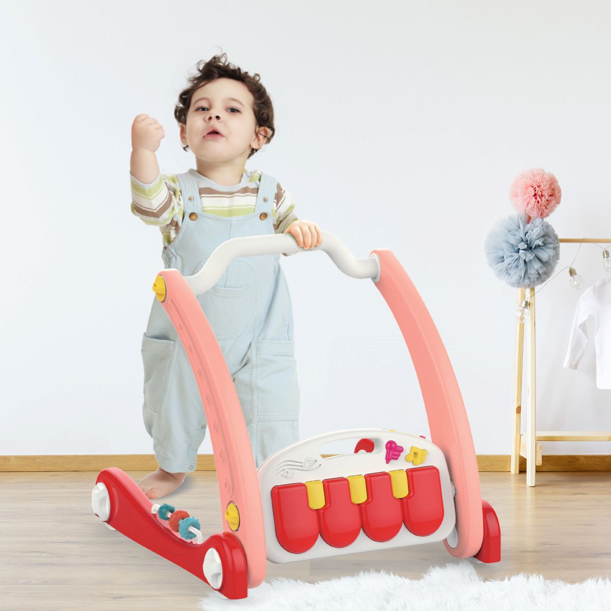 Encontraproduto.com.br - Tapete Piano de Atividade e Andador Dobrável 2 em 1 Infantil Bebê Mega Compras