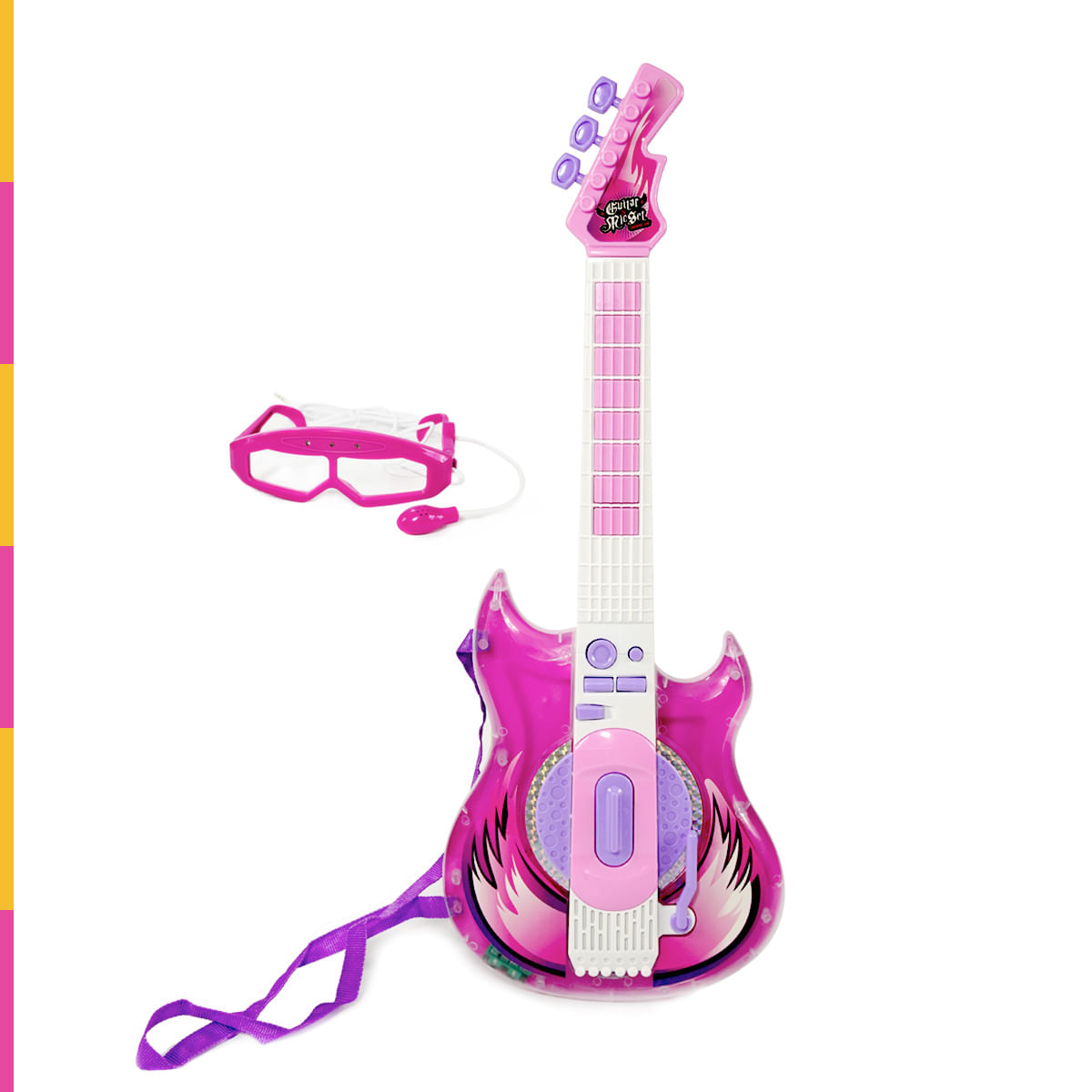 Encontraproduto.com.br - GUITARRA INFANTIL E MICROFONE CONECTA CELULAR MEGA COMPRAS