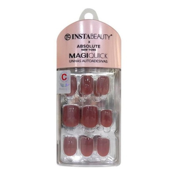 Encontraproduto.com.br - Unhas Postiças Instabeauty Autoadesivas Marsala Red C