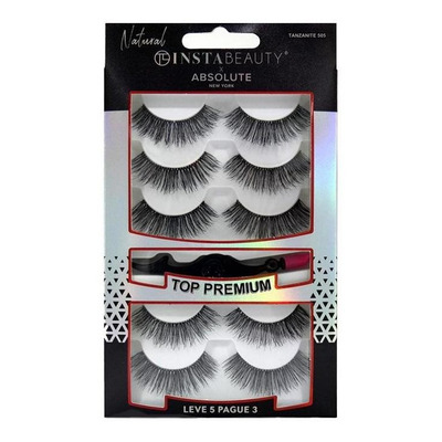 Cílios Postiços Longo Natural Absolute New York Pack Tanjanite 505 Preto 5 Pares