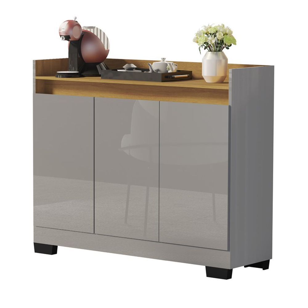 Encontraproduto.com.br - Aparador Buffet Real 3 Portas Primus Móveis Onix/Mel