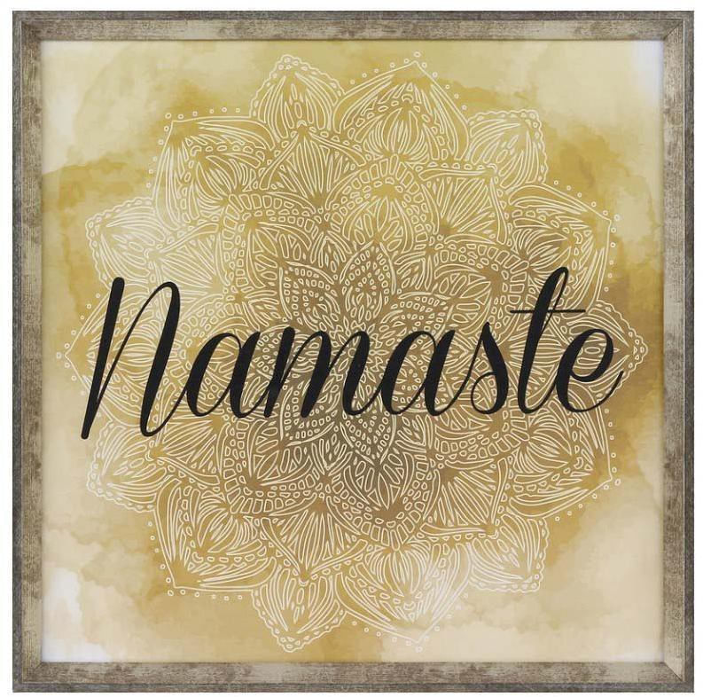 Quadro Decorativo Arte Própria Namastê Dourado 50x50cm