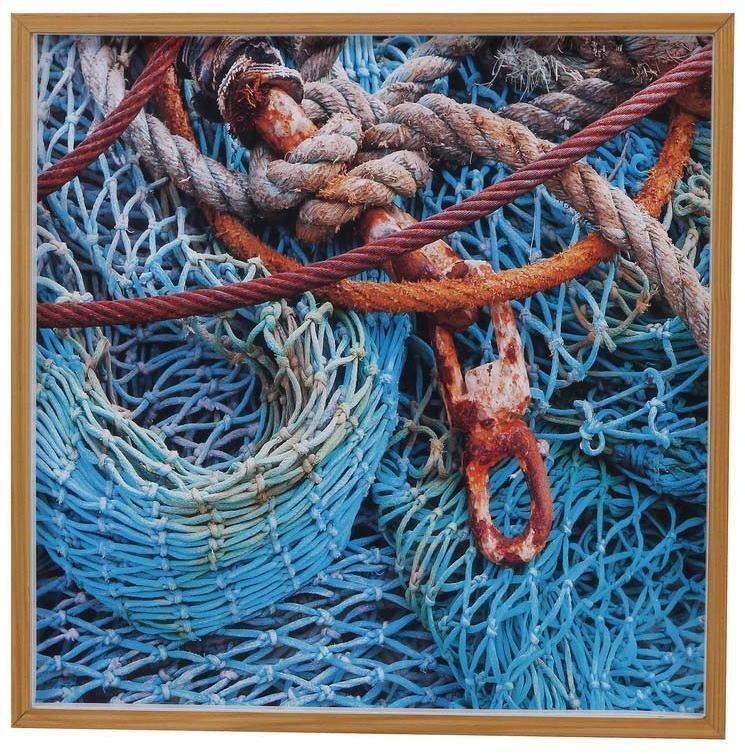 Quadro Decorativo Arte Própria Rede Mar Azul 50x50cm