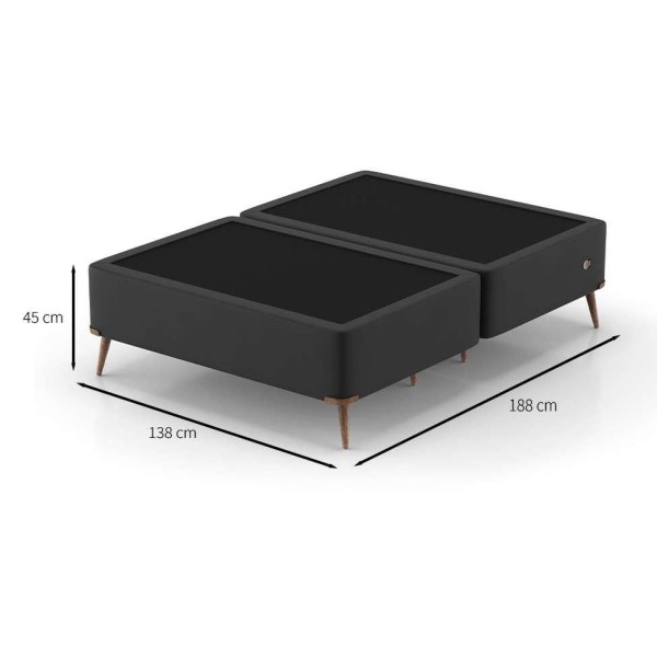 Encontraproduto.com.br - Base para Cama Box Casal com Entrada USB Night (45x138x188 cm) Suede Preta
