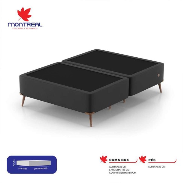 Encontraproduto.com.br - Base para Cama Box Casal com Entrada USB Night (45x138x188 cm) Suede Preta