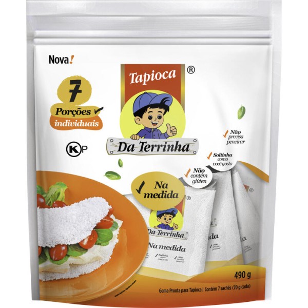 Encontraproduto.com.br - Tapioca Da Terrinha Na Medida 490g 7 Sachês De 70g