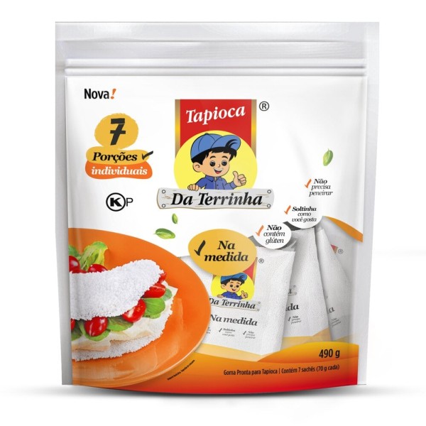 Encontraproduto.com.br - Tapioca Da Terrinha Na Medida 490g 7 Sachês De 70g
