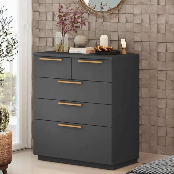 Encontraproduto.com.br - Cômoda para Quarto 5 Gavetas 90cm Dubai Alasca - VLR MÓVEIS