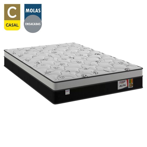 Encontraproduto.com.br - Cama Box Casal Suede + Colchão Molas Ensacadas Alfa Plumatex Bege 138cm