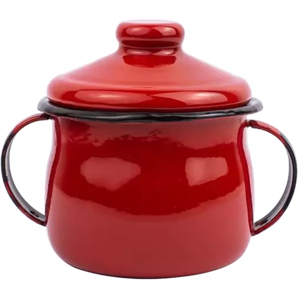 Encontraproduto.com.br - Açucareiro Esmaltado Ágata 239ml Porta Açúcar com Tampa e Alças Laterais Vermelho