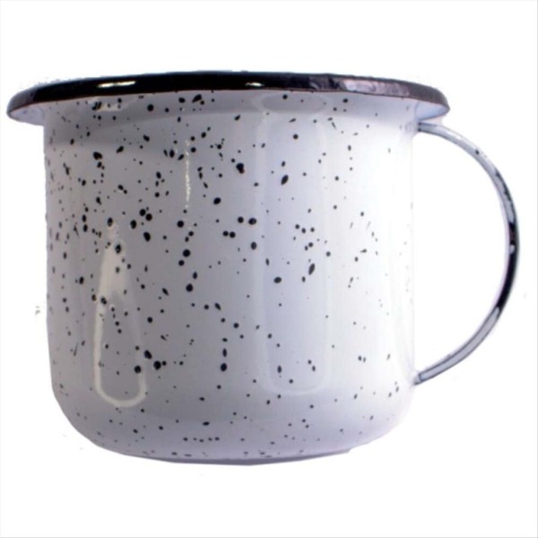 Encontraproduto.com.br - Caneca Granitada Esmaltada n°8 Branca 350ml Esmaltados Silva