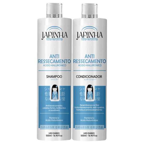 Encontraproduto.com.br - Kit Japinha Anti Ressecamento com Ácido Hialurônico (Shampoo+ Condicionador) 500 ML