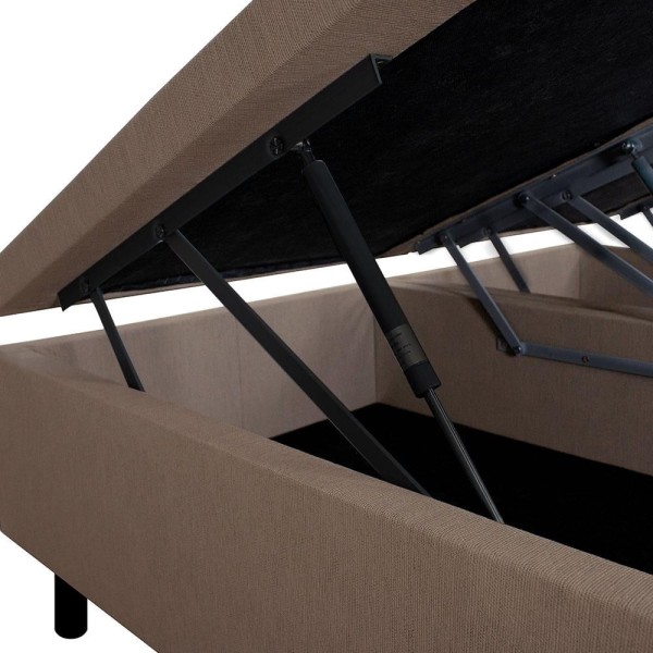 Encontraproduto.com.br - Cama Box Com Baú Queen 158x198 + Colchão Adapto Molas Ensacadas Ecoflex Courino Linho