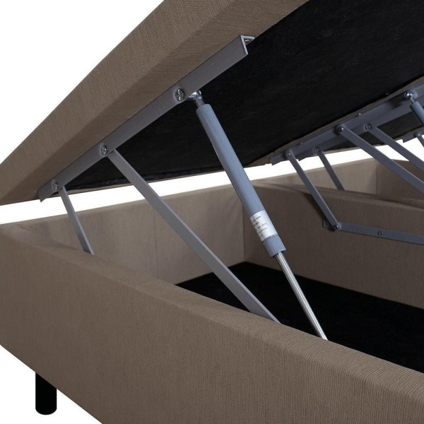 Encontraproduto.com.br - Cama Box Com Baú Queen 158x198 + Colchão Adapto Molas Ensacadas Ecoflex Courino Linho