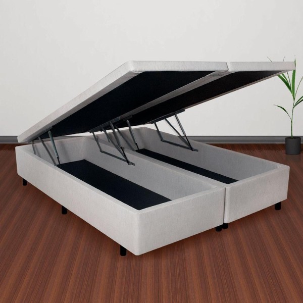 Encontraproduto.com.br - Cama Box Baú Queen 158x198x40 Cm Linho Areia Com Pistão A Gás