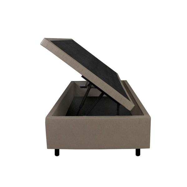 Encontraproduto.com.br - Cama Box Baú Solteirinho 78x188x42cm Courino Linho Bege Com Pistão A Gás