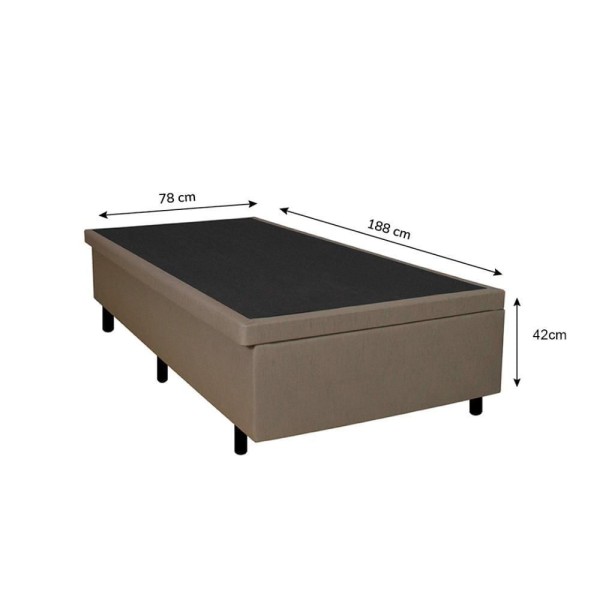 Encontraproduto.com.br - Cama Box Baú Solteirinho 78x188x42cm Courino Linho Bege Com Pistão A Gás