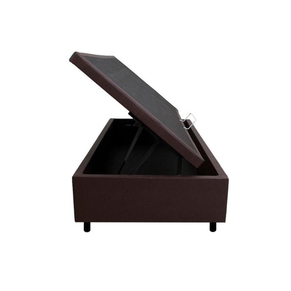 Encontraproduto.com.br - Cama Box Baú Solteirinho 78x188x42cm Courino Linho Marrom Com Pistão A Gás