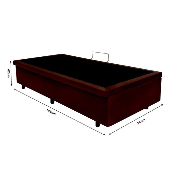 Encontraproduto.com.br - Cama Box Baú Solteirinho 78x188x42cm Linho Marrom Com Pistão A Gás
