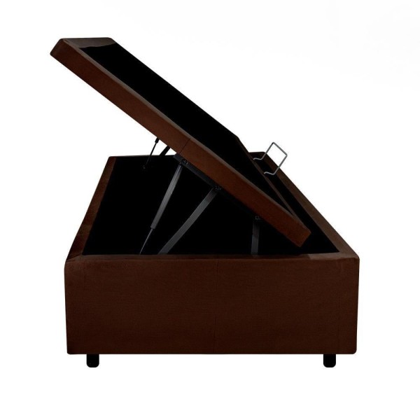 Encontraproduto.com.br - Cama Box Baú Solteirinho 78x188x42cm Linho Marrom Com Pistão A Gás