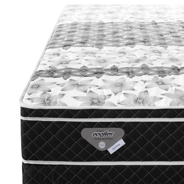 Encontraproduto.com.br - Bicama Box Solteirão 96x203 Suede Marrom Com Dois Colchões Gransleep Molas Verticoil Ecoflex