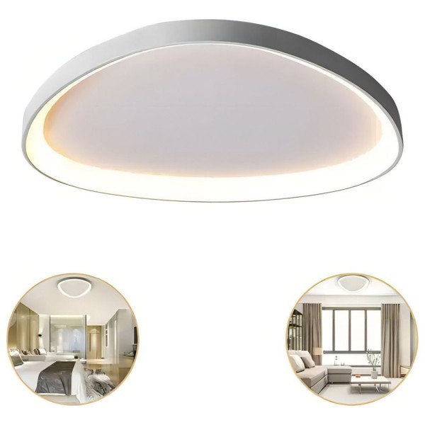 Encontraproduto.com.br - Luminária Lustre Plafon Led Sobrepor Seixos Moderno 3000k 28w Branco