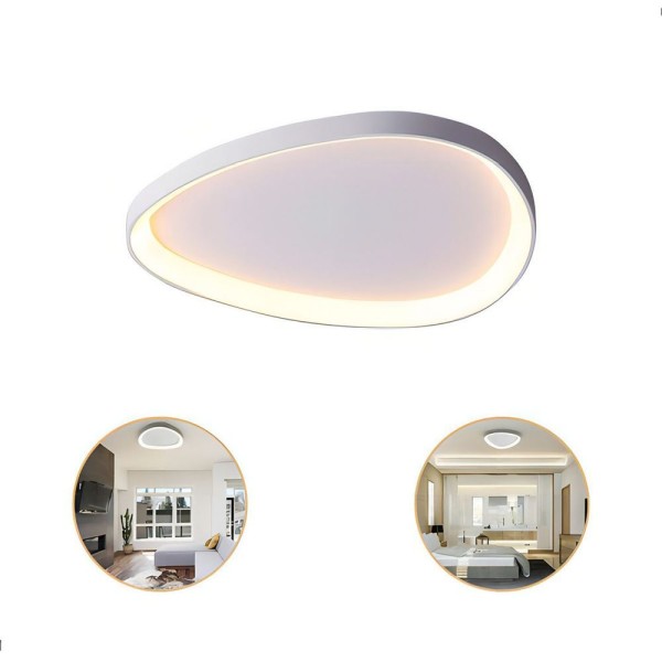 Encontraproduto.com.br - Luminária Lustre Plafon Led Sobrepor Seixos Moderno 3000k 28w Branco