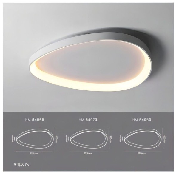 Encontraproduto.com.br - Luminária Led Plafon Teto Seixos Moderno Sobrepor 33w Branco