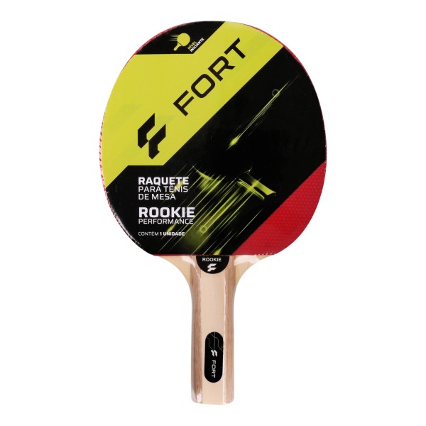 Encontraproduto.com.br - Raquete Tênis de Mesa Fort Rookie Unissex - Preta/Vermelha