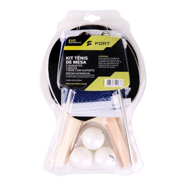 Encontraproduto.com.br - Kit Raquete Tênis de Mesa Fort Evo Unissex - Preta/Vermelha