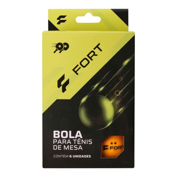 Encontraproduto.com.br - Bolinha Tênis de Mesa Fort 2 Estrelas Com 6 Unidades Unissex - Laranja